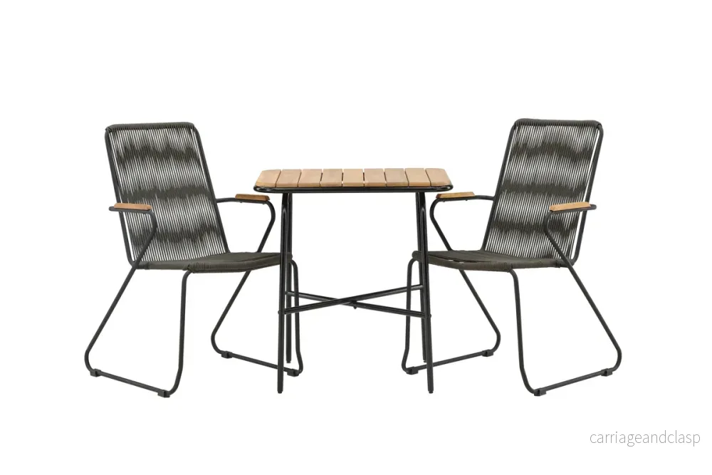 Holmbeck & Bois Cafebord Natur + Matstolar Mörkgrå - Bild 2