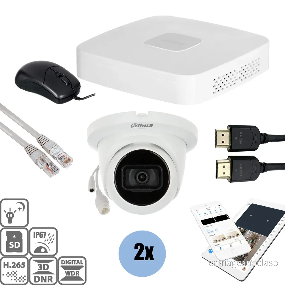 Dahua Set 2x Turret 8MP + inspelare & kablage