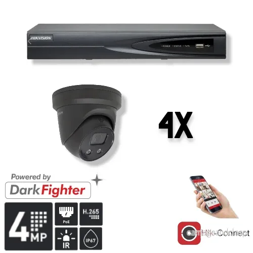 Hikvision Set 4x Turret 4MP + inspelare och kablage