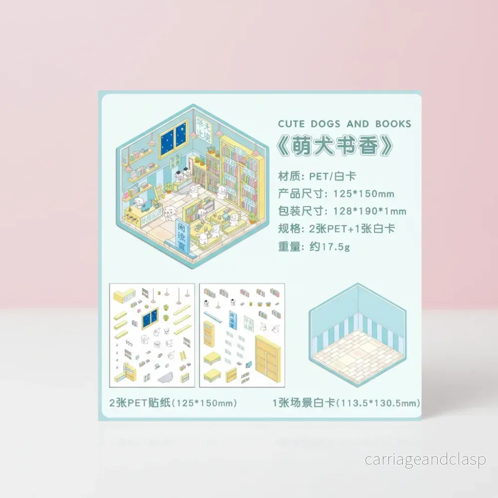 3D Scen Kawaii Klistermärken – Bibliotek 3D Scen Kawaii Klistermärken – Bibliotek