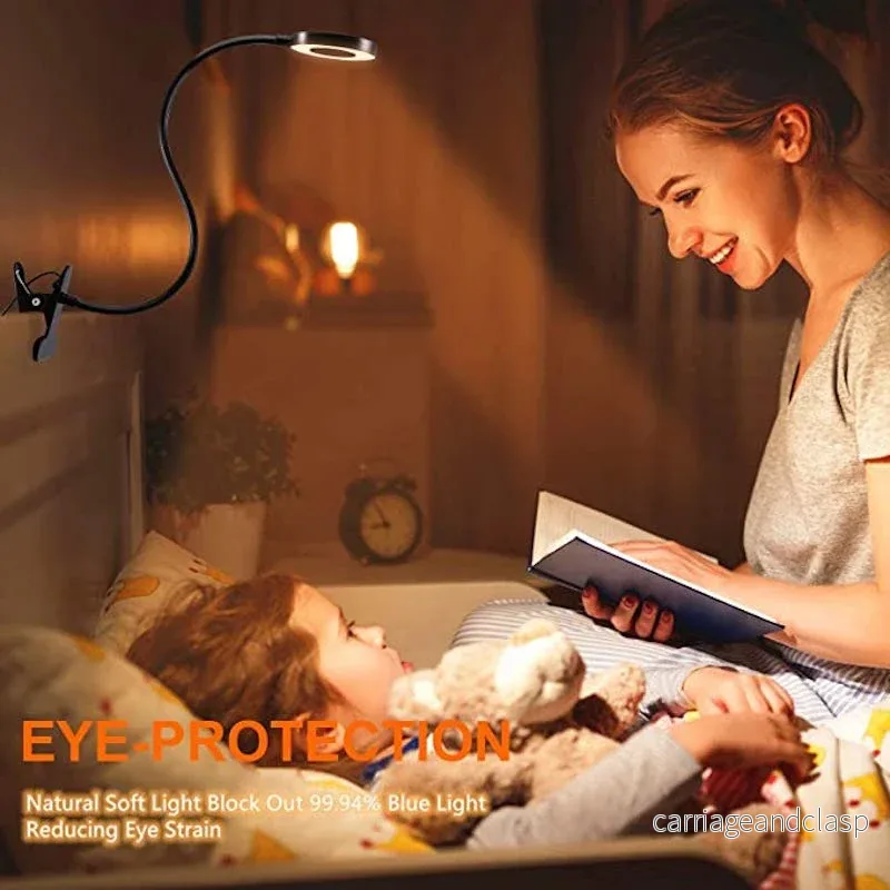Clip-on Light - Lampa för läsning med 48 LED-lampor, 3 färglägen och 10 ljusstyrkenivåer, ögonskydd och flexibel gås-nacke | Veska - Bild 2