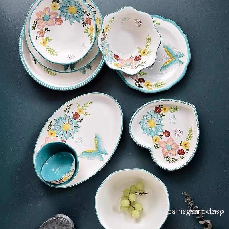 Nordisk stil blommiga tallrikar set | Veska - Bild 3