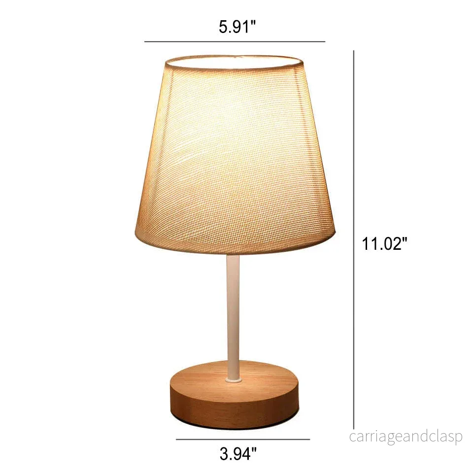 Nordisk Vintage Tyglampa Kon Solid Trä LED Bordslampa | Veska