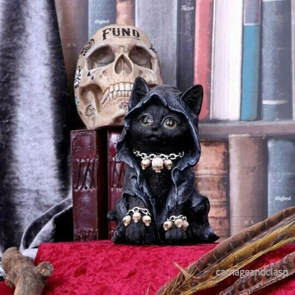 Resin Svart Katt Staty Dekor | Veska - Bild 2
