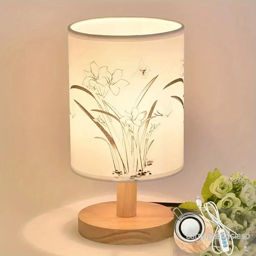 WoodGlow – Justerbar LED Bordslampa med USB Veska