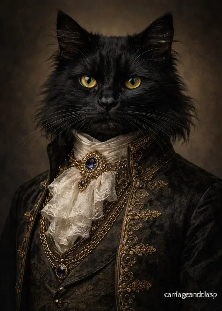 Elegant svart katt i barockstil