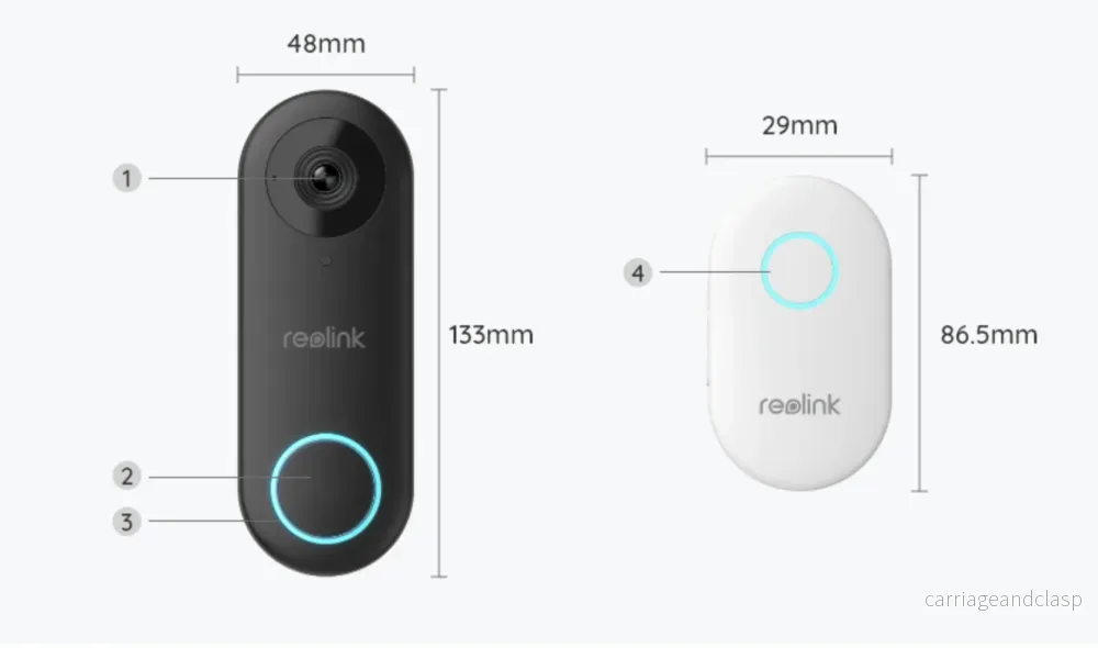 Reolink D340W Smart 2K+ WiFi Video Dörrklocka med separat ringklocka - Bild 2