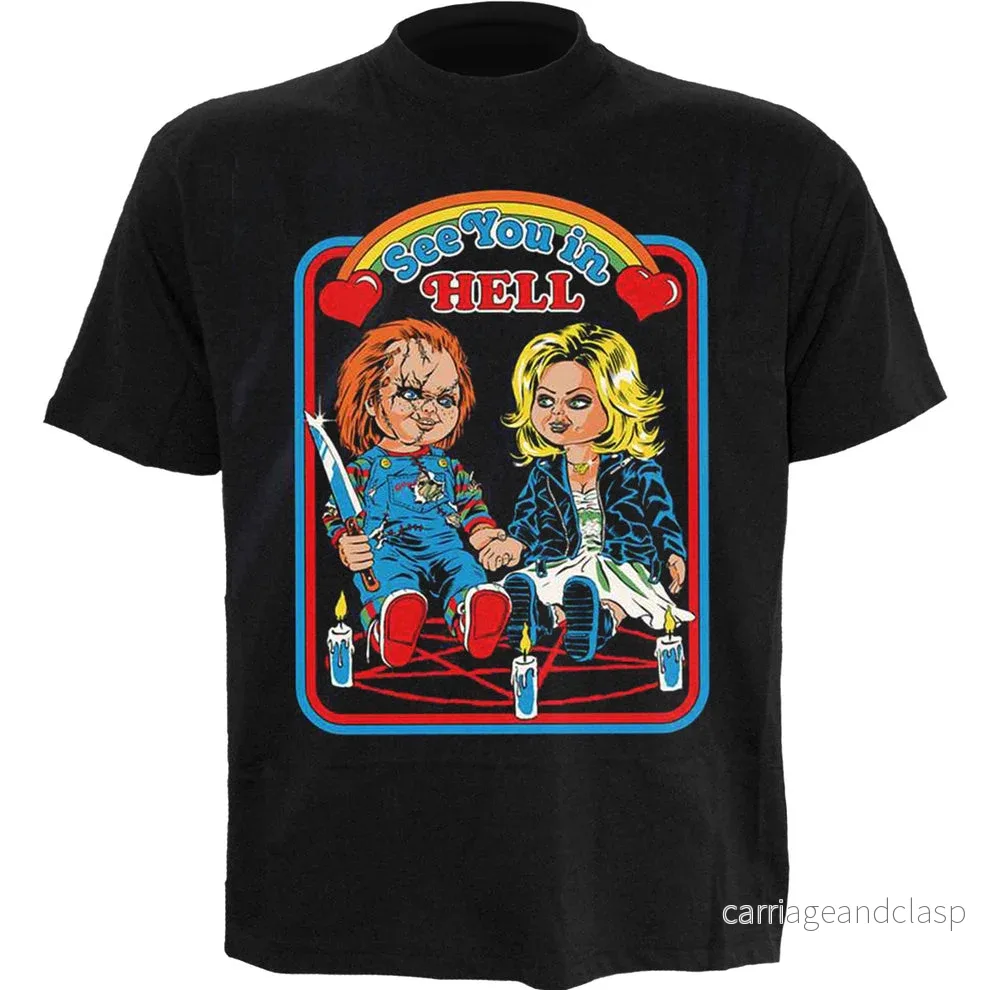 STEVEN RHODES – CHUCKY SEE YOU IN HELL – Front Print T-Shirt Svart