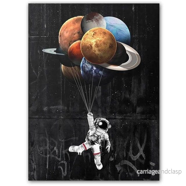 Drömmande astronaut rymdmålning på duk | Veska - Bild 3