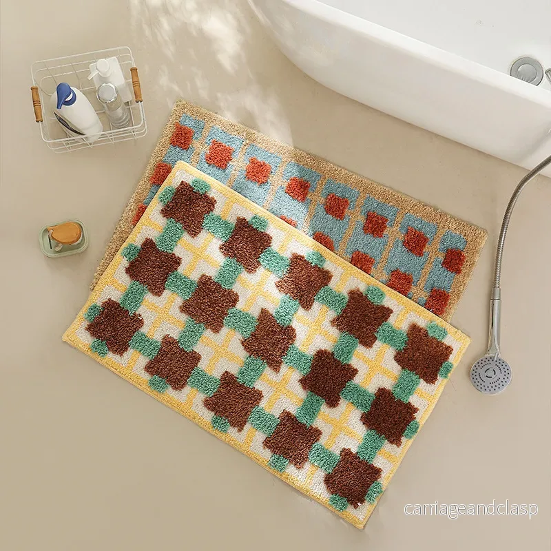 Abstract Grid Tufted Bath Mat | Veska Abstract Grid Tufted Bath Mat | Veska