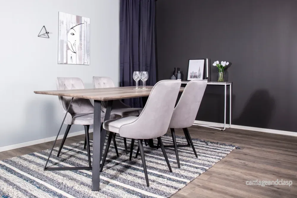 Marina & Velvet Rektangulär Matgrupp Ljusgrå Marina & Velvet Rektangulär Matgrupp Ljusgrå