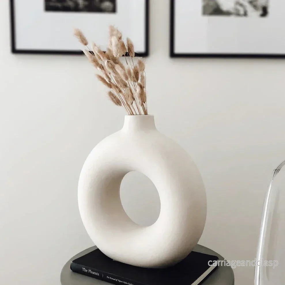 Royelux Nordic Hollow Ceramic Vase - Nutida Dekorativ Mästerverk | Veska - Bild 2