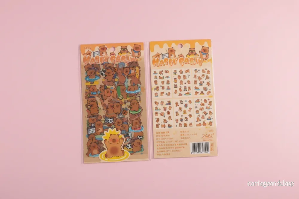 Stickerset Capybara - 6 Ark Stickers - Bild 2