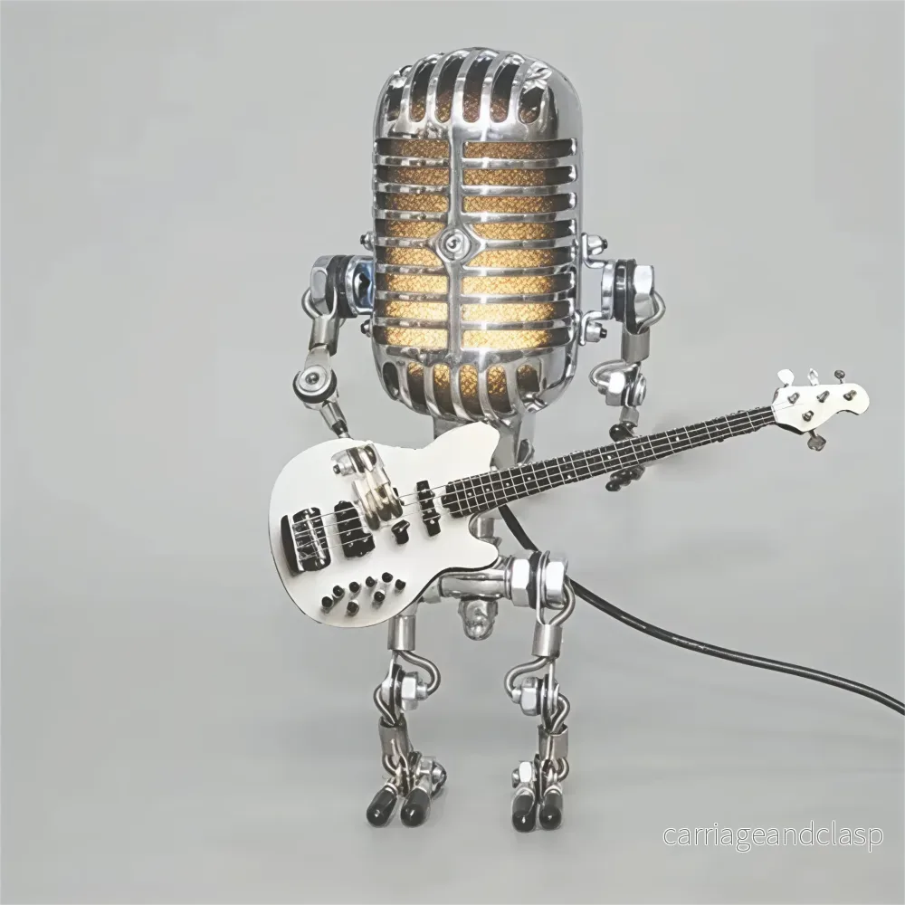 Bordslampa Robot Skulptur Metall Gitarr Ljus | Veska - Bild 2