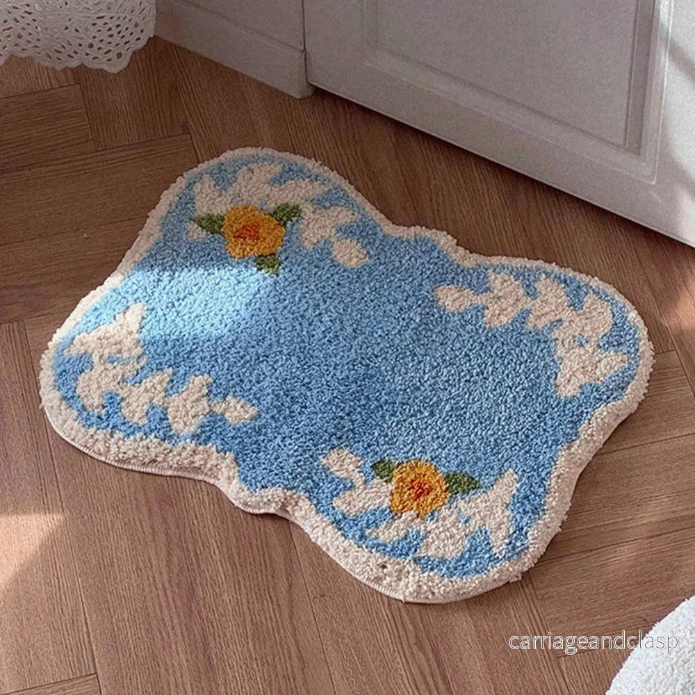 Blommig fluffig badmatta | Veska