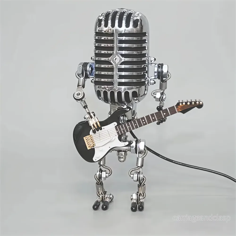 Bordslampa Robot Skulptur Metall Gitarr Ljus | Veska
