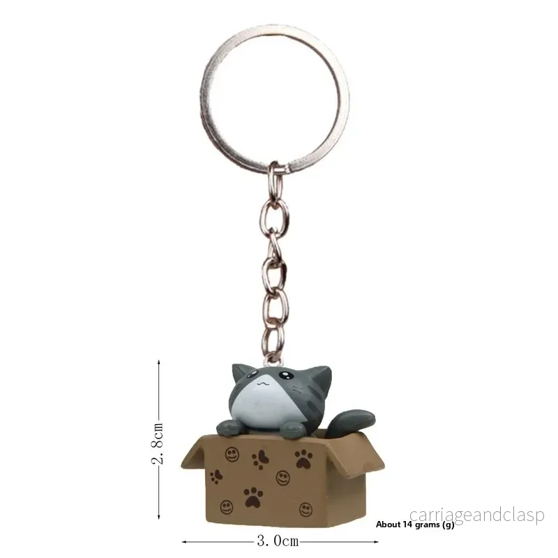 Kawaii Katt Nyckelring - Söt Miniatyrkatt i Låda - Bild 2