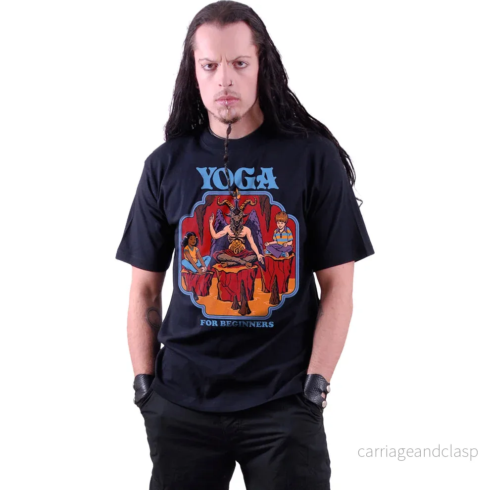 STEVEN RHODES - YOGA FOR BEGINNERS - Front Print T-Shirt Svart - Bild 2