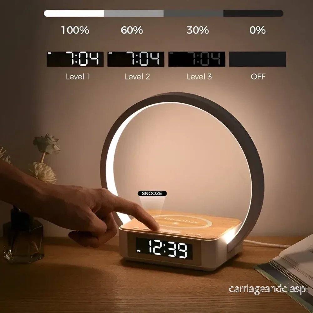 GlowMax 3-i-1 LED Bordslampa – Trådlös Laddare, Väckarklocka & Touchkontroll | Veska - Bild 3