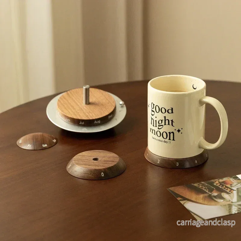 Cosmic Cycle Minimalist Rotating Wooden Calendar | Veska - Bild 2