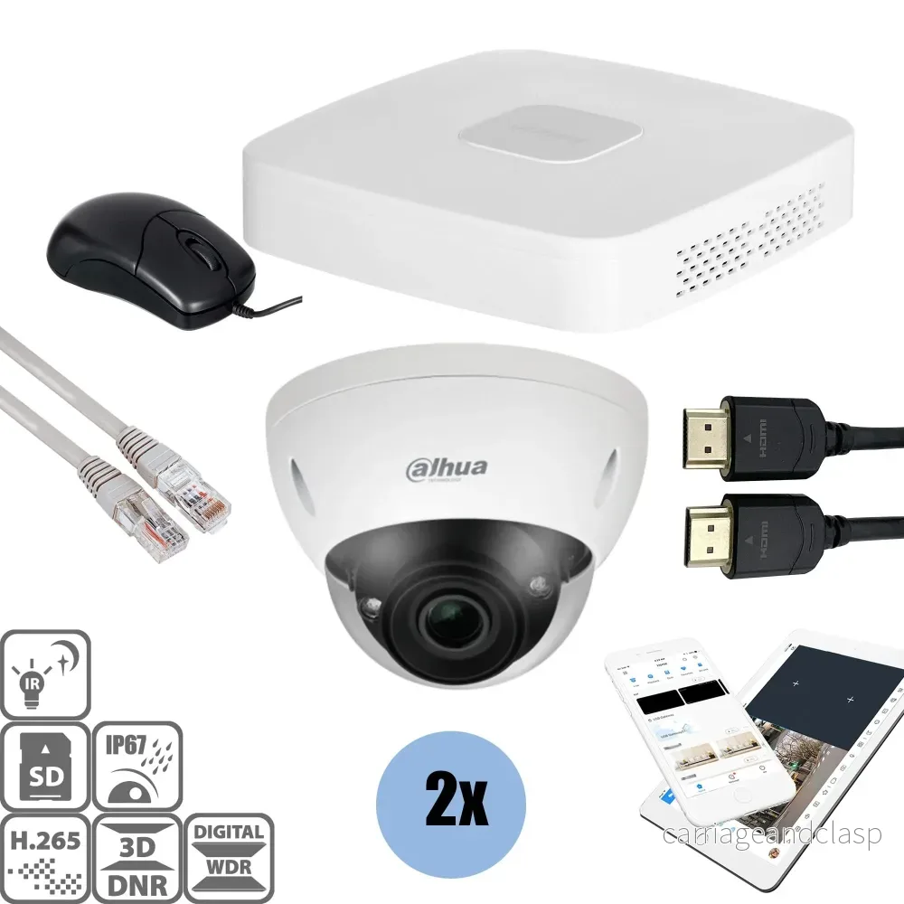 Dahua Set 2x Dome 8MP + inspelare & kablage