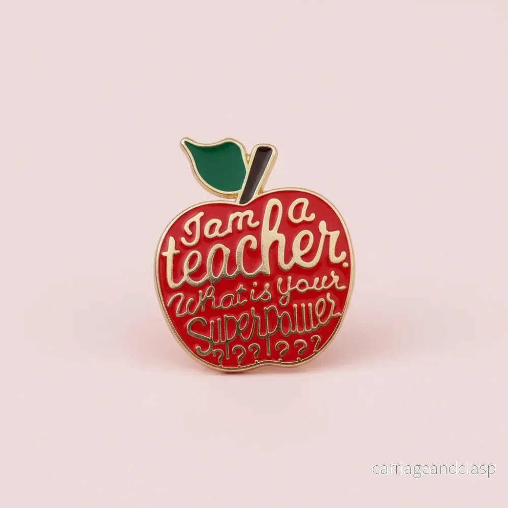 Pin – ”I am a teacher, what is your superpower” (röd) Pin – ”I am a teacher, what is your superpower” (röd)