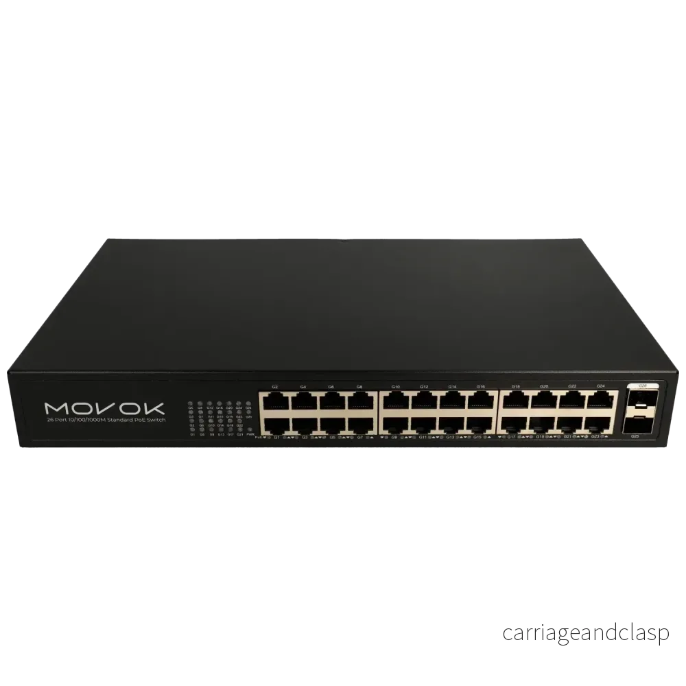 Movok 26-portars PoE Gigabit-switch, 24x PoE, 2x Uplink - Bild 2