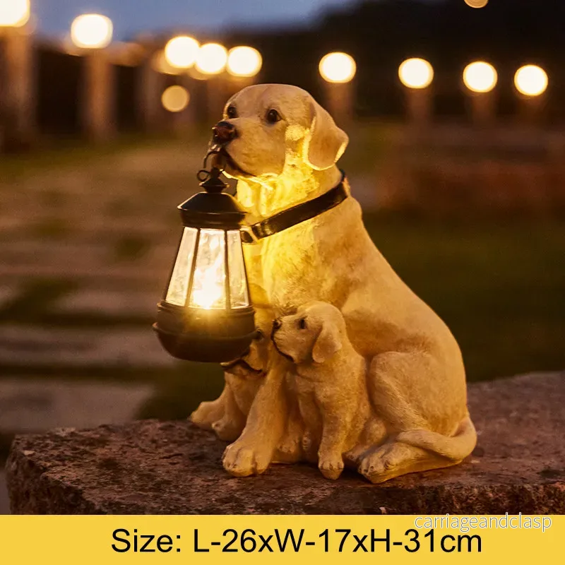 Solenergidriven utomhusharresin hundstaty lampa | Veska