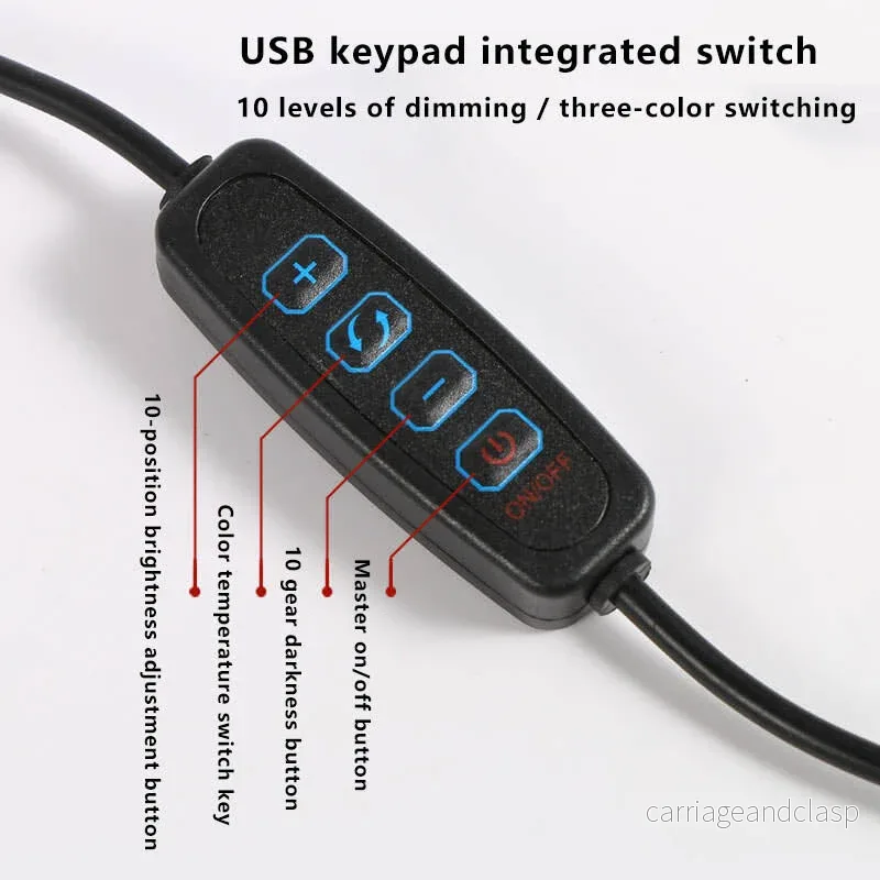 LED Fällbar Lång Arm Klämma Ögon Skydd USB Lästabellampa | Veska - Bild 3