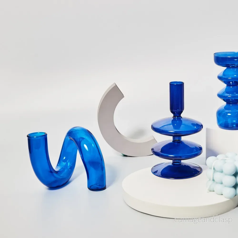 Modern Glass Candleholder-Blå | Veska Modern Glass Candleholder-Blå | Veska