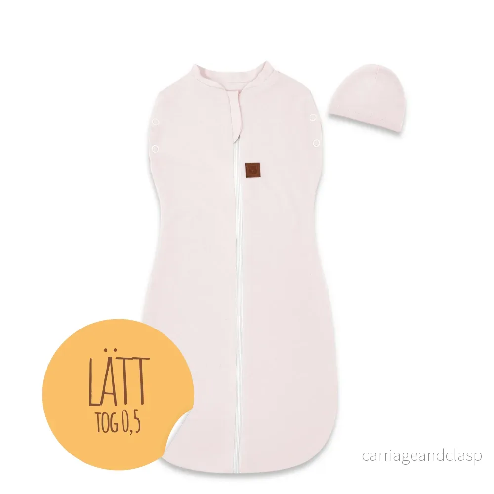 MimiNu Swaddle-sovsäck med mössa, Powder Pink