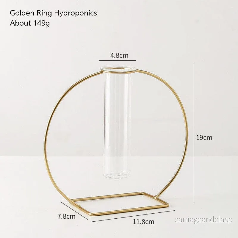 Skandinavisk stil enkel geometrisk metall smidd järn transparent glas hydroponisk vas | Veska - Bild 3