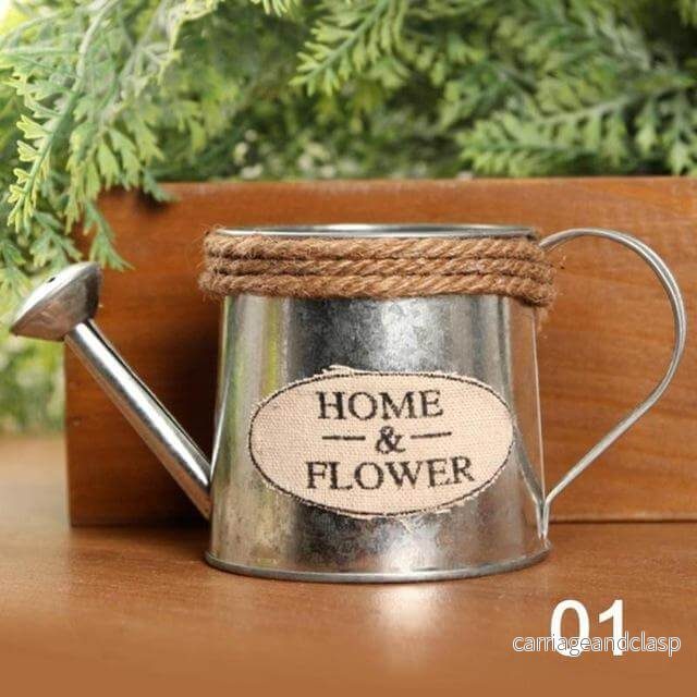 Vintage Mini Kettle Flowers Järn Bucket Vasen | Veska