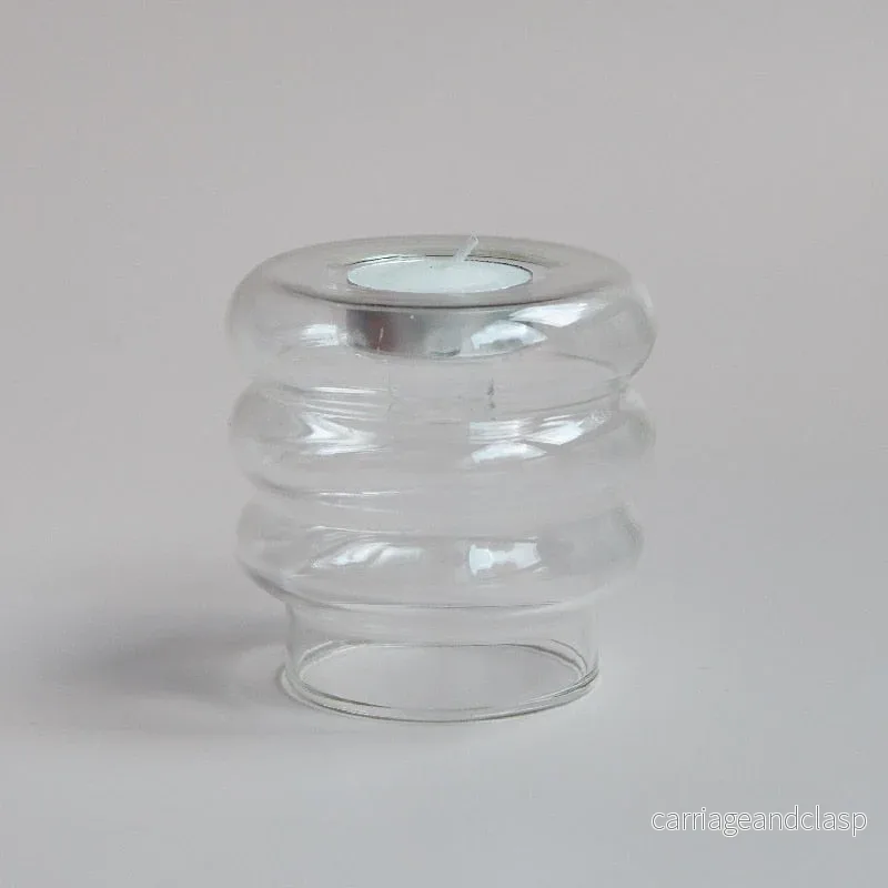 Dual Glass Spiral Candle Holder | Veska Dual Glass Spiral Candle Holder | Veska