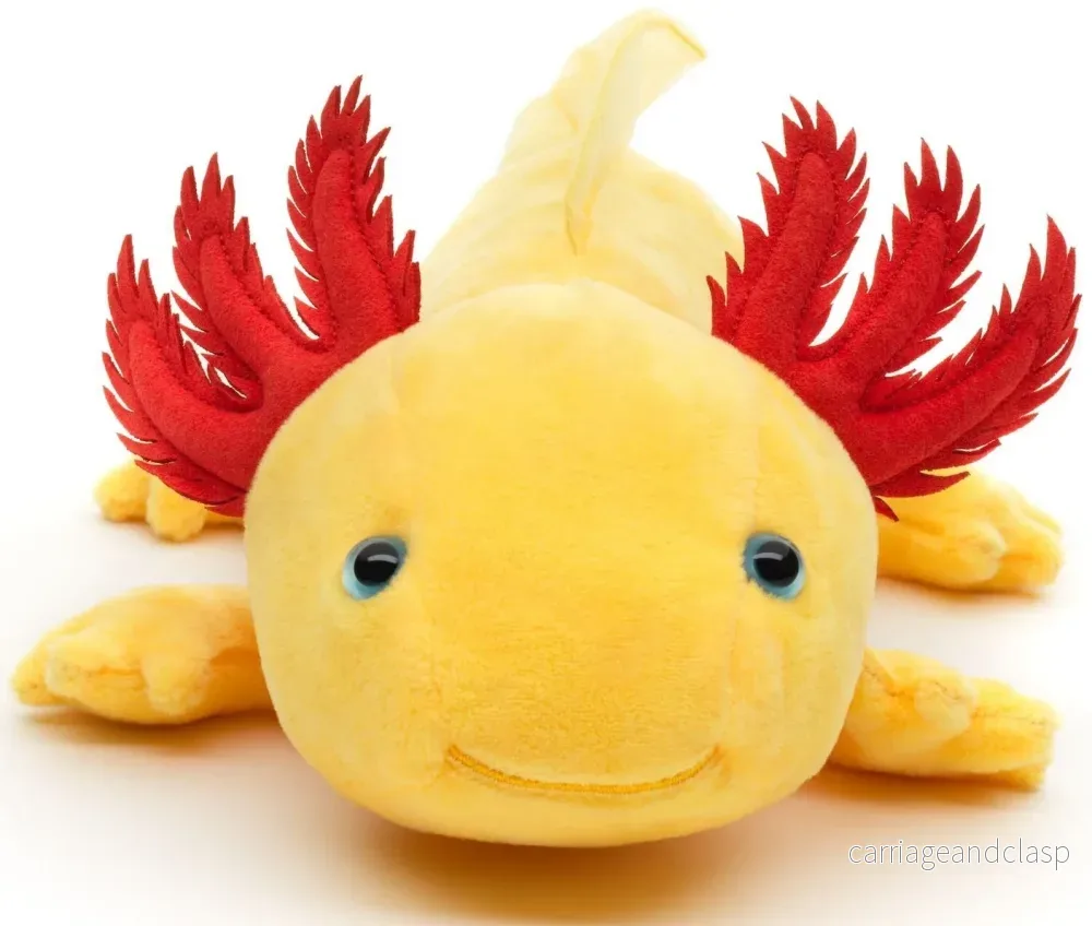 Uni Toys - Axolotl (gul med blå ögon) Gosedjur - Bild 2