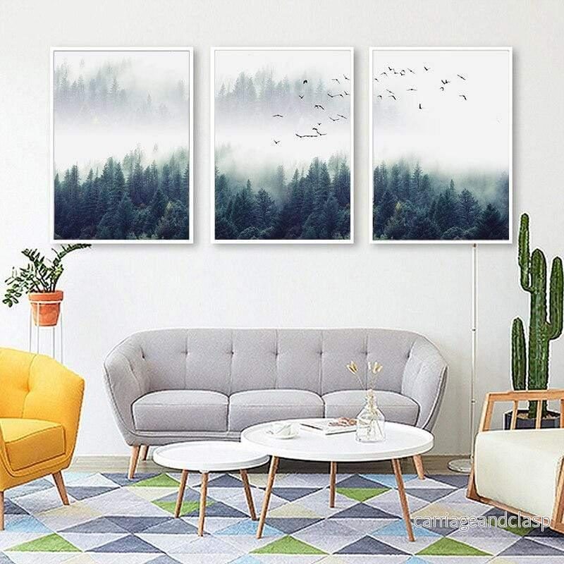 3 Delar Nordisk Skogslandskap Väggkonst | Veska - Bild 3