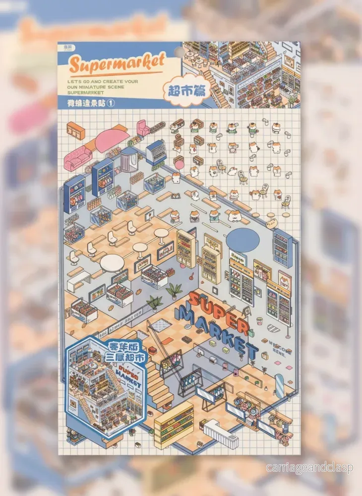 3D Scen Kawaii Klistermärken – Matbutik 3D Scen Kawaii Klistermärken – Matbutik