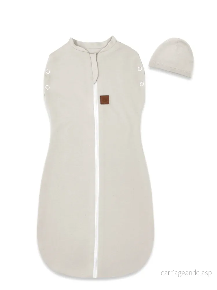 MimiNu Swaddle-sovsäck med mössa, Beige - Bild 2