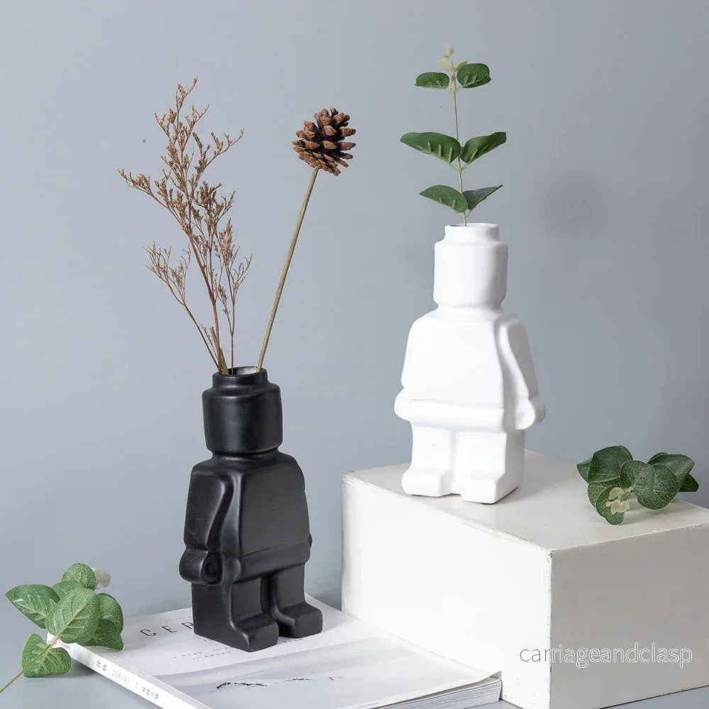 Royelux Nordic Keramisk Robot Vas - Lekfull Modern Dekoration | Veska - Bild 2
