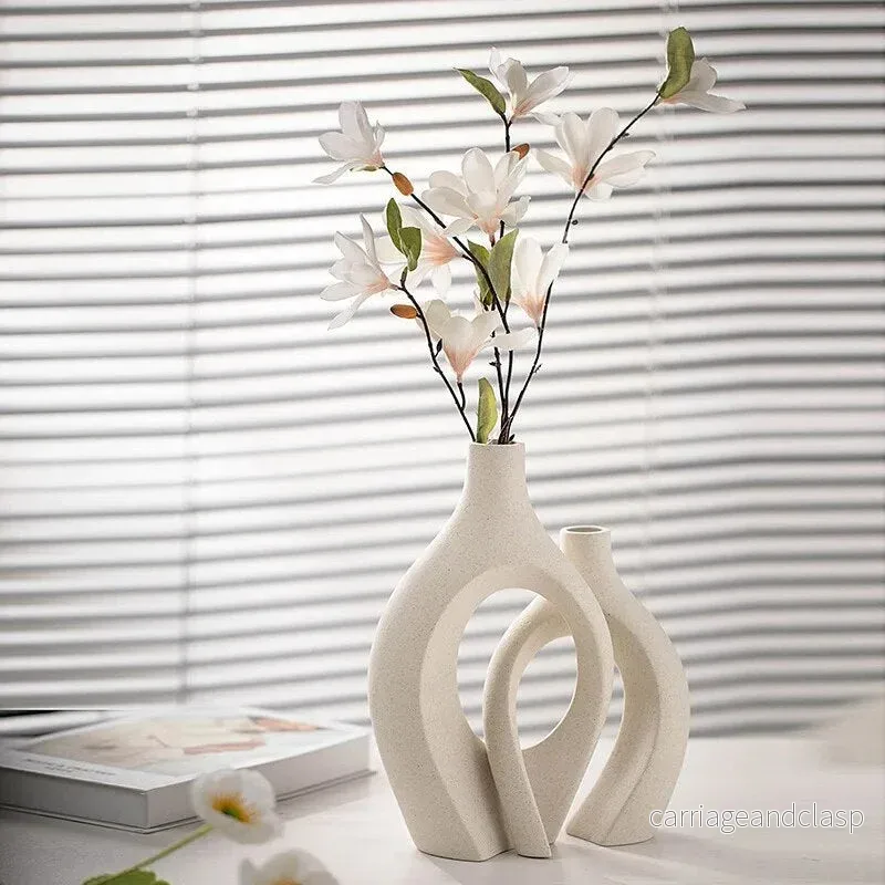 FormaLuxe Modern Minimalist Set of 2 Keramiska Vaser med Tidlös Elegans | Veska FormaLuxe Modern Minimalist Set of 2 Keramiska Vaser med Tidlös Elegans | Veska
