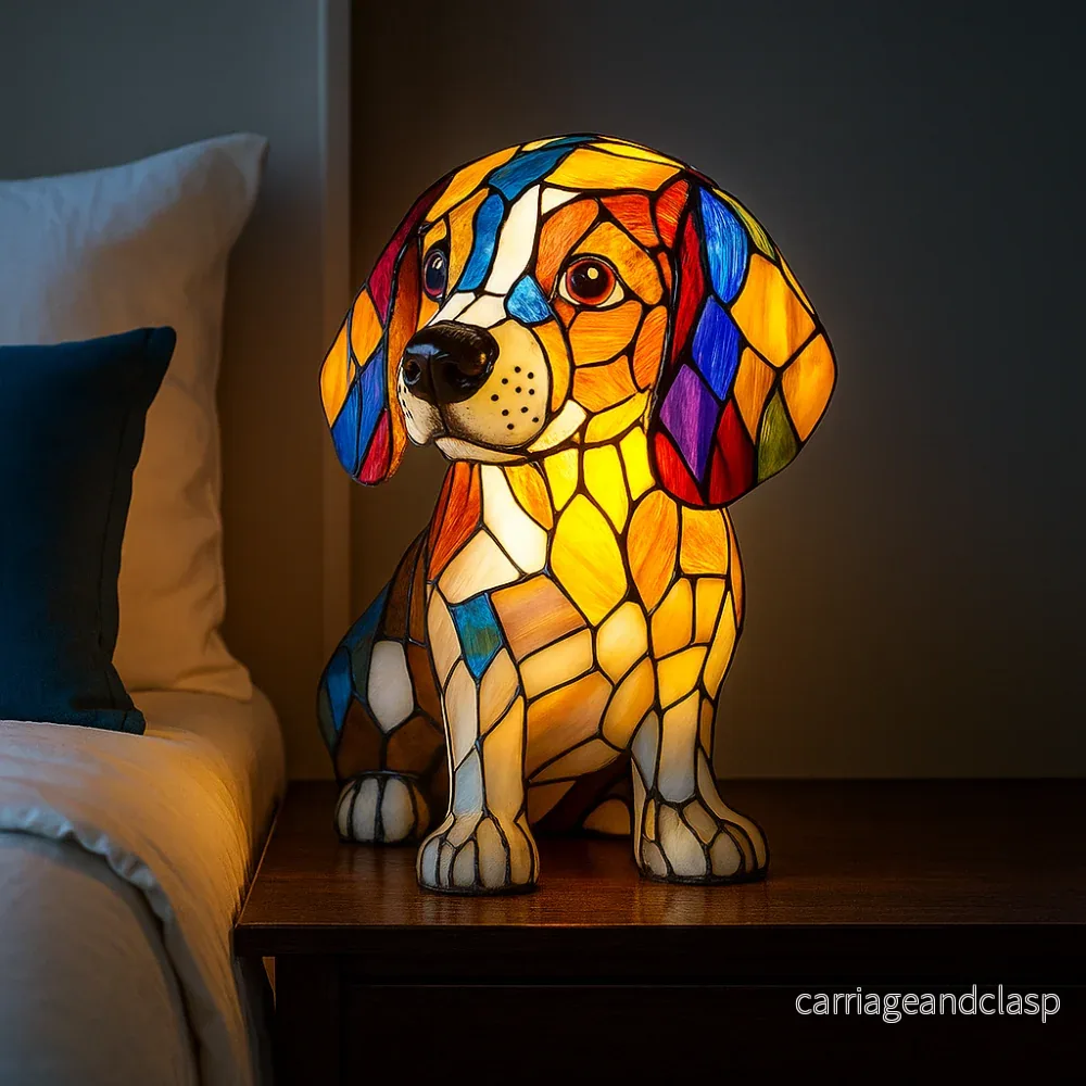 Fönsterglas Hundformad Nattlampa med Färgändrande LED – Dekorativ Bordslampa för Sovrum och Vardagsrum | Veska Fönsterglas Hundformad Nattlampa med Färgändrande LED – Dekorativ Bordslampa för Sovrum och Vardagsrum | Veska