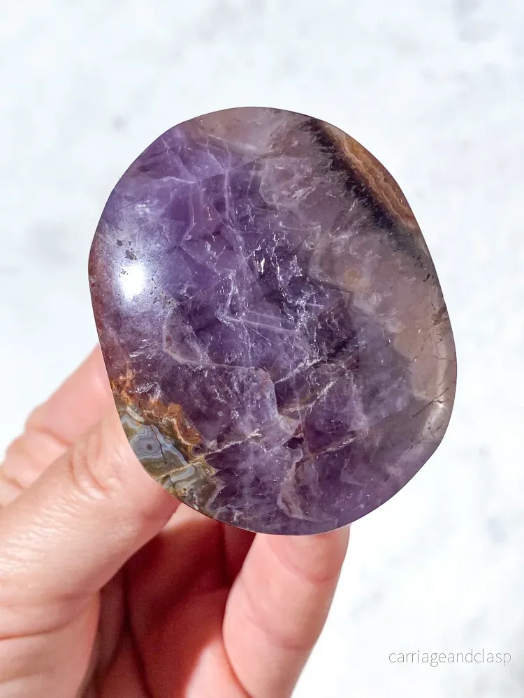 Mexico Agate & Ametist Palmstone (nr 5) Mexico Agate & Ametist Palmstone (nr 5)