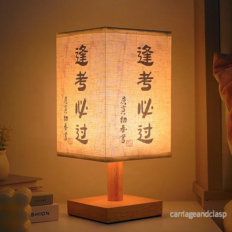 LED bordslampa i kvadratisk design – trådbas med japanskt mönster | Veska - Bild 2