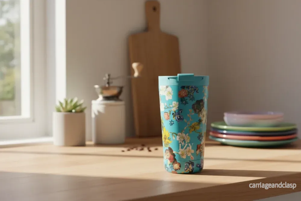 IZY Bottles termo-mugg Vincent's Flowers (grön) isolerad kaffemugg - Bild 2