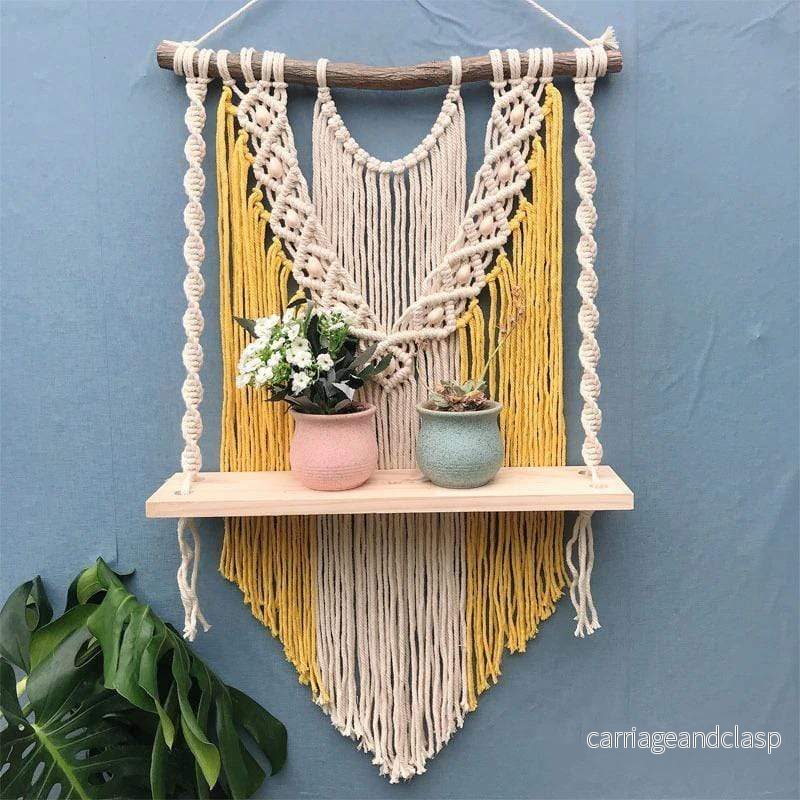 Trä Macrame Hängande Hylla | Veska Trä Macrame Hängande Hylla | Veska