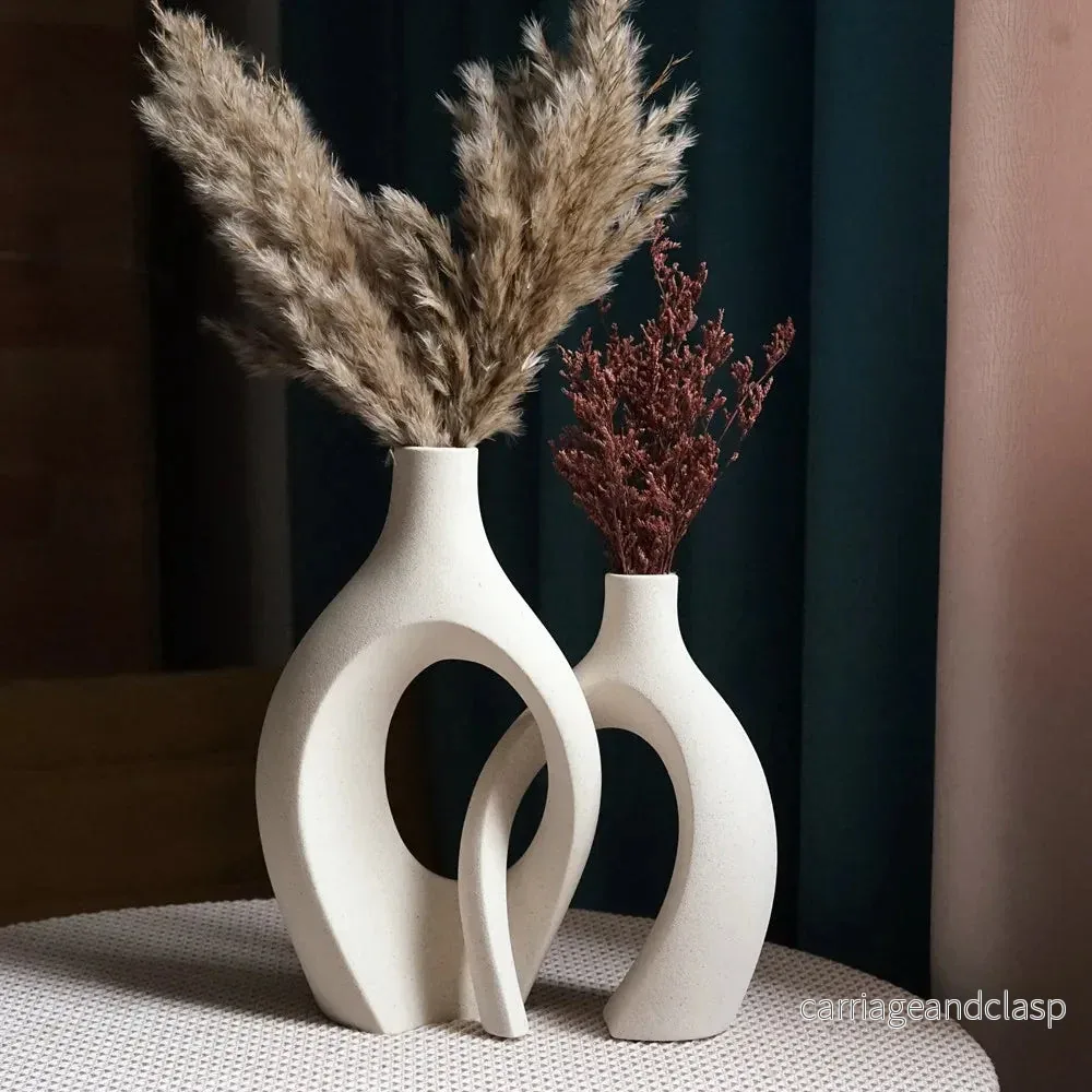 Royallure Minimalistiska Moderna Vaser Par - Elegant Keramisk Dekoration | Veska - Bild 2