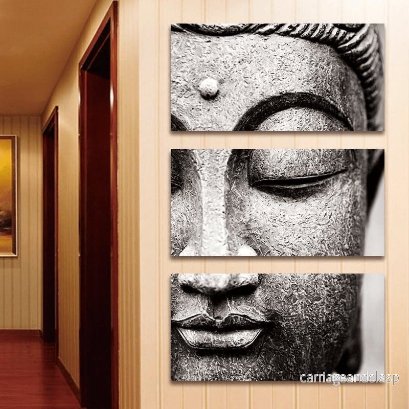 Svart och Vit Buddha Vägkonst 3 St Canvastryck | Veska