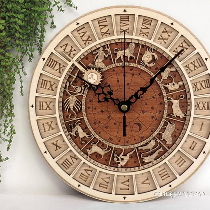 Zodiak Tecken Trä Väggklocka | Veska