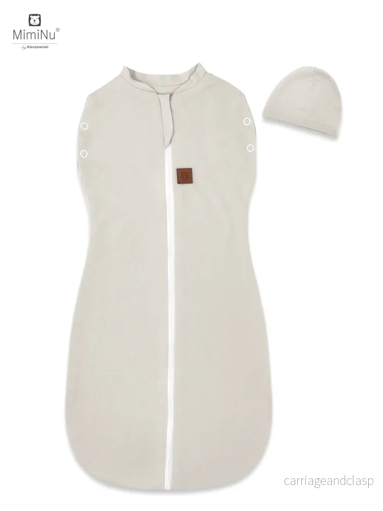 MimiNu Swaddle-sovsäck med mössa, Beige - Bild 3