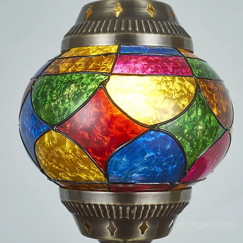 Traditionell Tiffany romantisk oval järn emaljerad 1-ljuskälla bordslampa för sovrummet | Veska - Bild 3